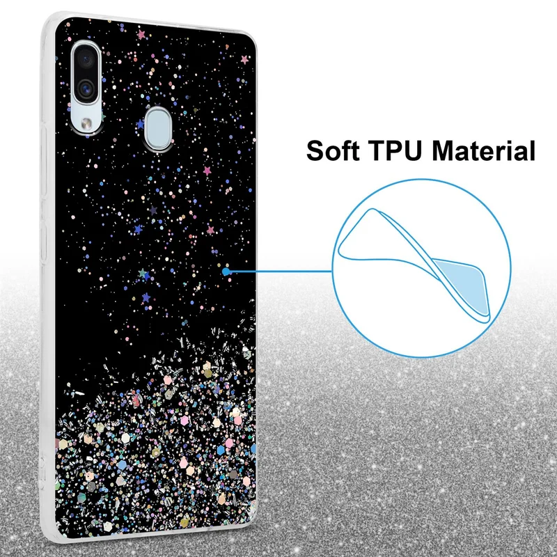 Cadorabo Hülle kompatibel mit Samsung Galaxy A40 Schutzhülle aus flexiblem TPU Silikon mit funkelnden Glitter