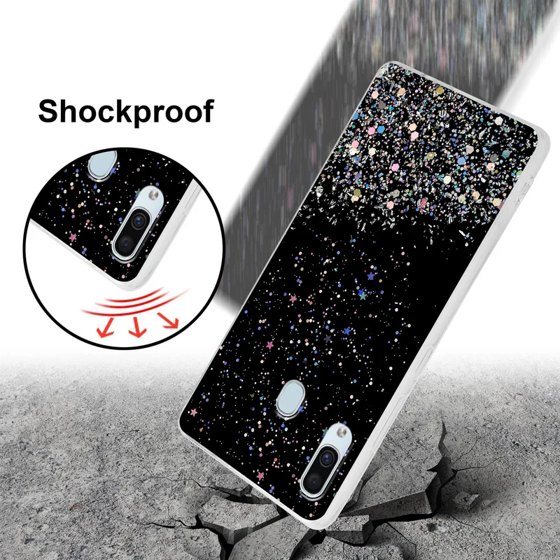 Cadorabo Hülle kompatibel mit Samsung Galaxy A40 Schutzhülle aus flexiblem TPU Silikon mit funkelnden Glitter