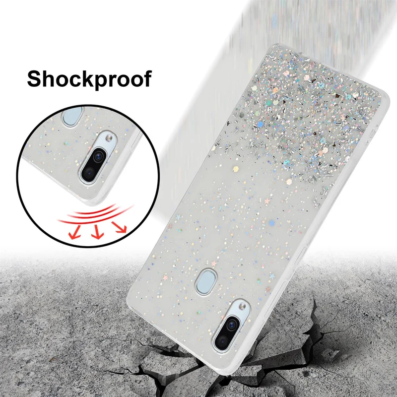Cadorabo Hülle kompatibel mit Samsung Galaxy A40 Schutzhülle aus flexiblem TPU Silikon mit funkelnden Glitter