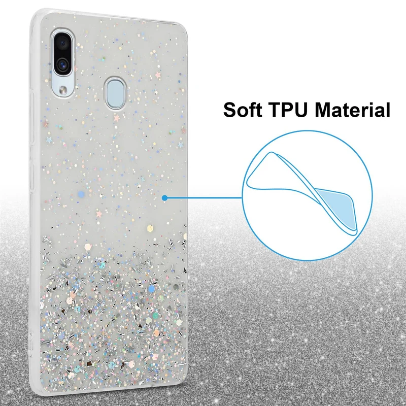 Cadorabo Hülle kompatibel mit Samsung Galaxy A40 Schutzhülle aus flexiblem TPU Silikon mit funkelnden Glitter