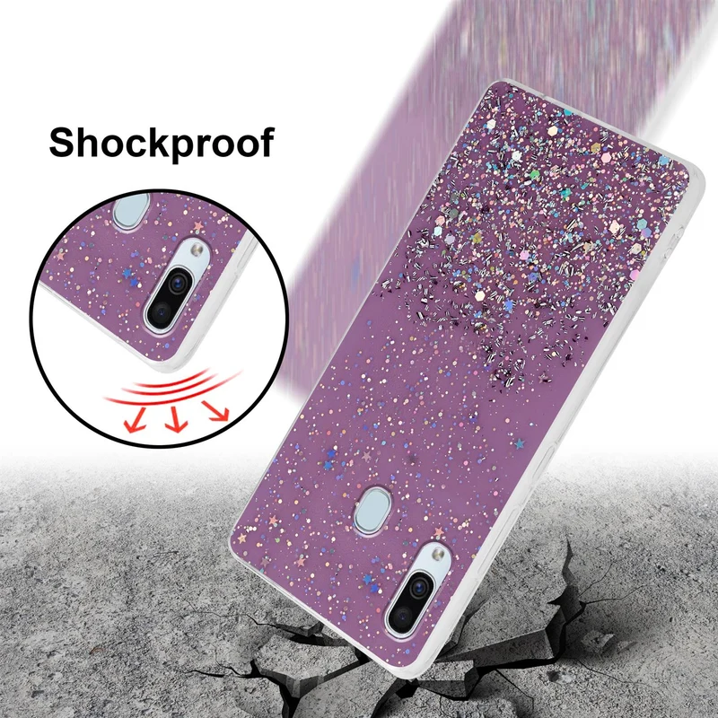 Cadorabo Hülle kompatibel mit Samsung Galaxy A40 Schutzhülle aus flexiblem TPU Silikon mit funkelnden Glitter