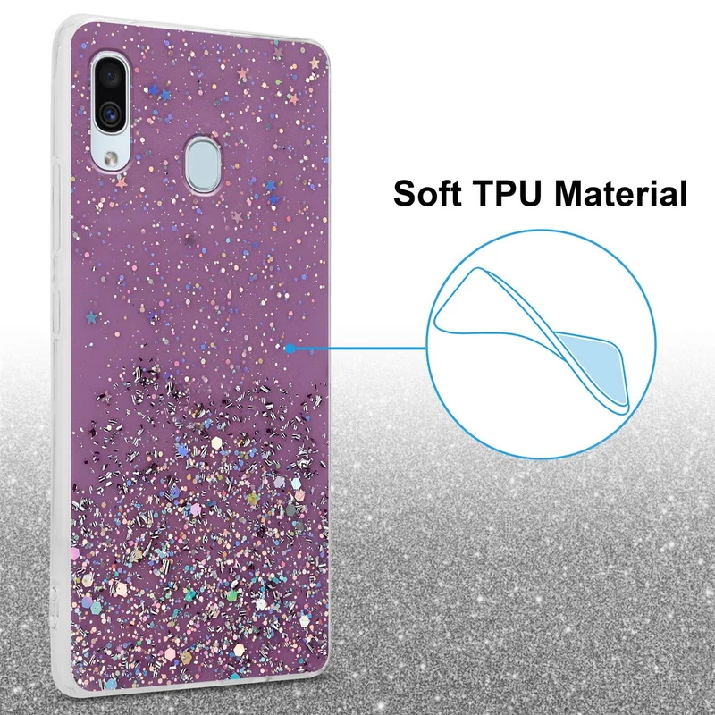 Cadorabo Hülle kompatibel mit Samsung Galaxy A40 Schutzhülle aus flexiblem TPU Silikon mit funkelnden Glitter