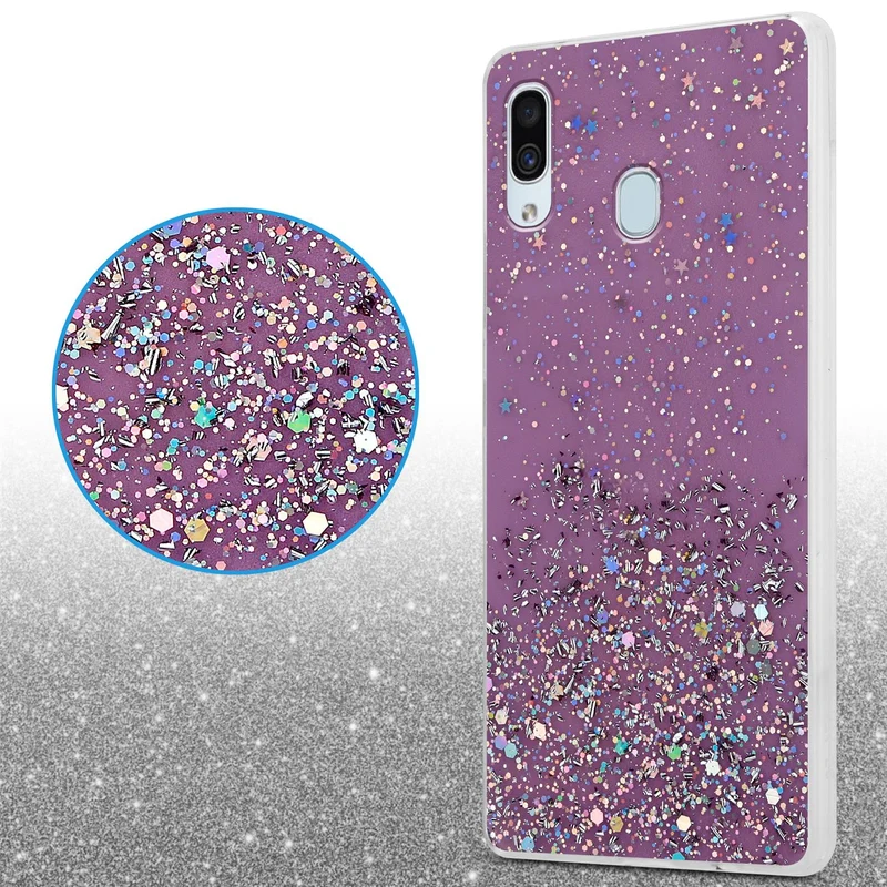 Cadorabo Hülle kompatibel mit Samsung Galaxy A40 Schutzhülle aus flexiblem TPU Silikon mit funkelnden Glitter