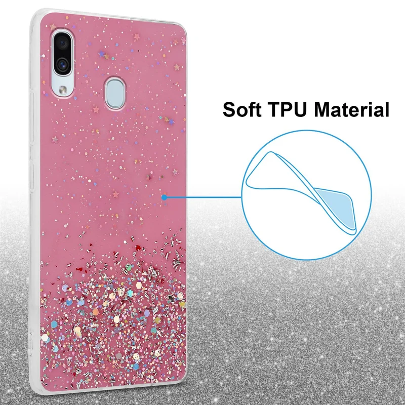 Cadorabo Hülle kompatibel mit Samsung Galaxy A40 Schutzhülle aus flexiblem TPU Silikon mit funkelnden Glitter