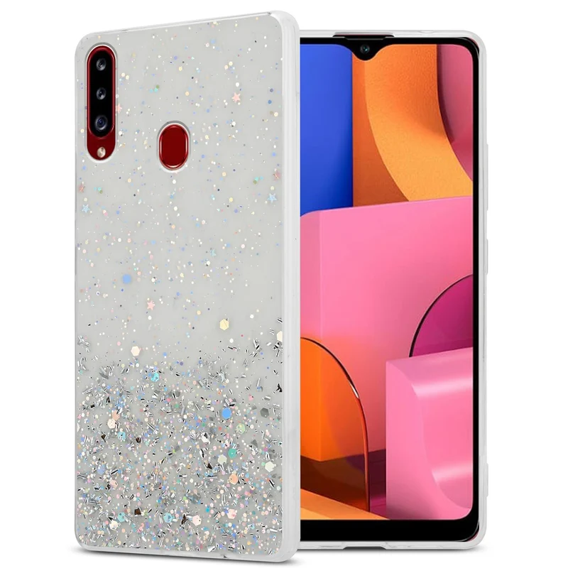 Cadorabo Hülle kompatibel mit Samsung Galaxy A20s Schutzhülle aus flexiblem TPU Silikon mit funkelnden Glitter