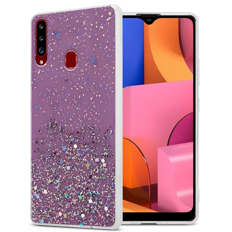 Cadorabo Hülle kompatibel mit Samsung Galaxy A20s Schutzhülle aus flexiblem TPU Silikon mit funkelnden Glitter