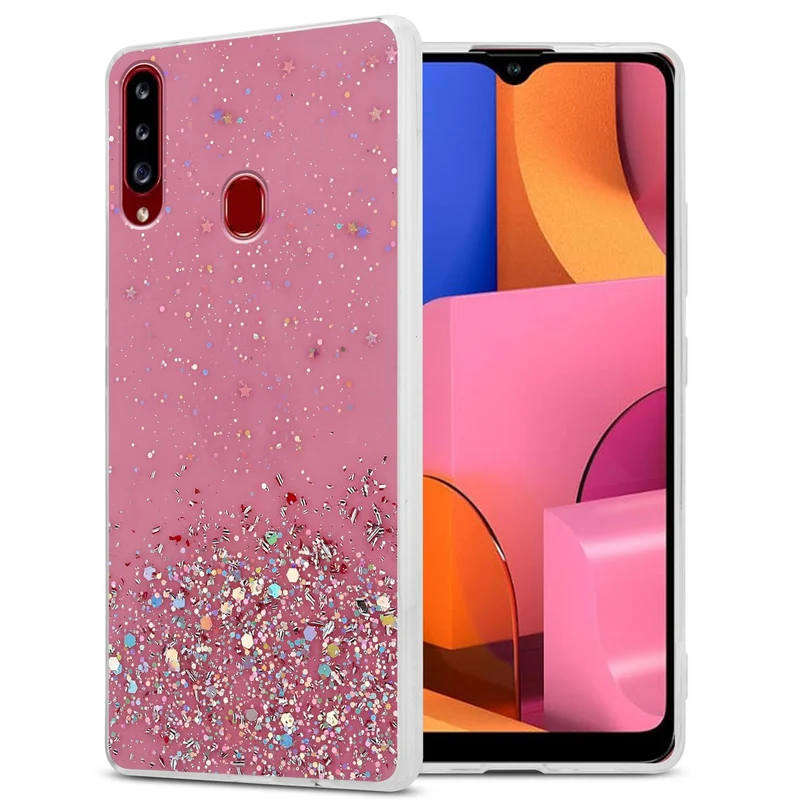 Cadorabo Hülle kompatibel mit Samsung Galaxy A20s Schutzhülle aus flexiblem TPU Silikon mit funkelnden Glitter