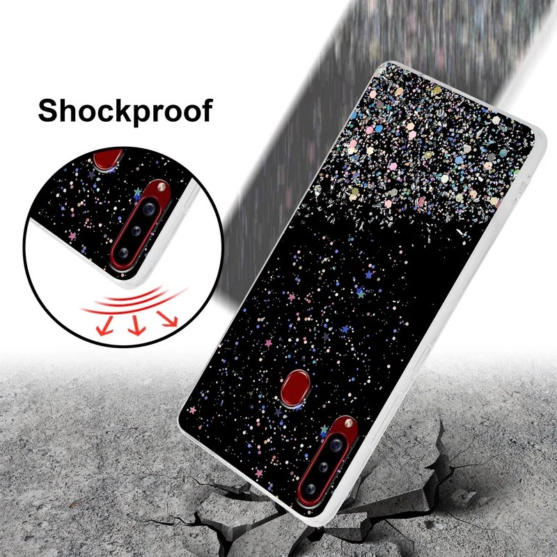 Cadorabo Hülle kompatibel mit Samsung Galaxy A20s Schutzhülle aus flexiblem TPU Silikon mit funkelnden Glitter