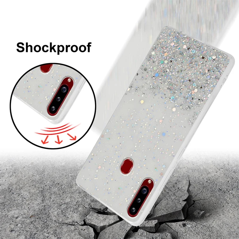 Cadorabo Hülle kompatibel mit Samsung Galaxy A20s Schutzhülle aus flexiblem TPU Silikon mit funkelnden Glitter