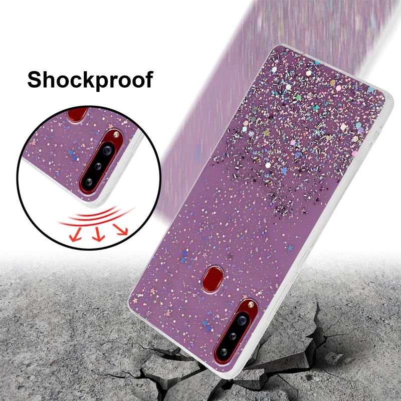 Cadorabo Hülle kompatibel mit Samsung Galaxy A20s Schutzhülle aus flexiblem TPU Silikon mit funkelnden Glitter