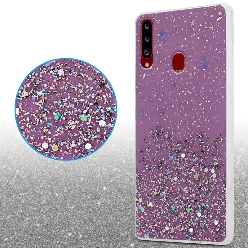 Cadorabo Hülle kompatibel mit Samsung Galaxy A20s Schutzhülle aus flexiblem TPU Silikon mit funkelnden Glitter