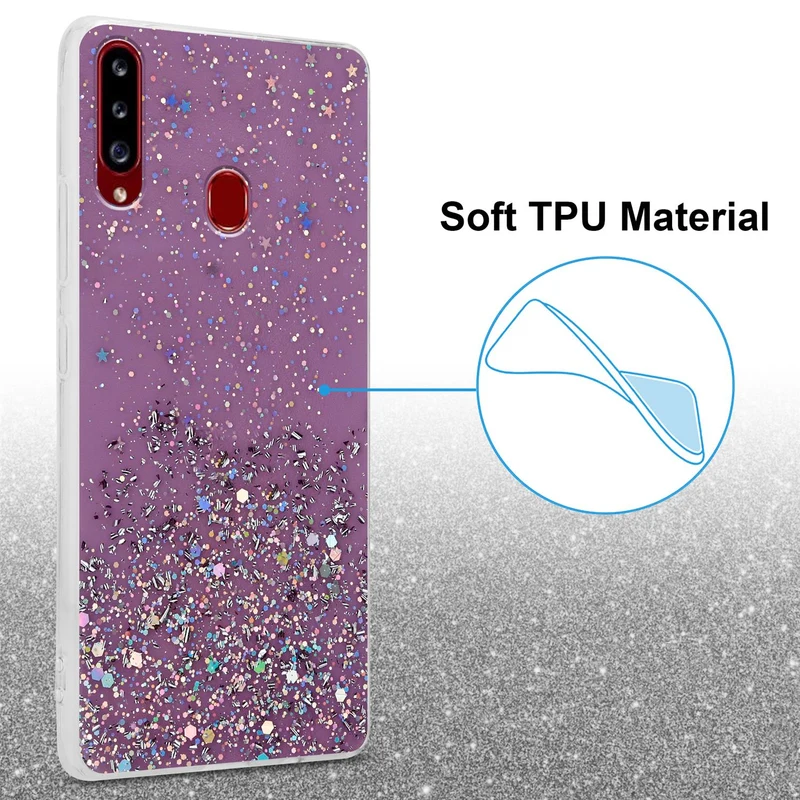 Cadorabo Hülle kompatibel mit Samsung Galaxy A20s Schutzhülle aus flexiblem TPU Silikon mit funkelnden Glitter
