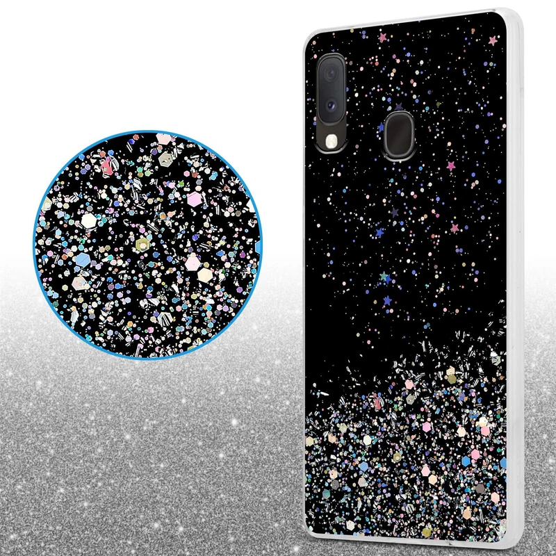 Cadorabo Hülle kompatibel mit Samsung Galaxy A10e / A20e Schutzhülle aus flexiblem TPU Silikon mit funkelnden Glitter