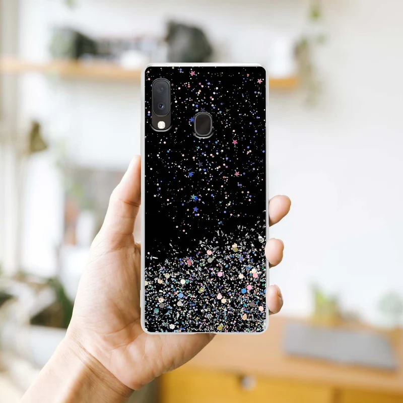 Cadorabo Hülle kompatibel mit Samsung Galaxy A10e / A20e Schutzhülle aus flexiblem TPU Silikon mit funkelnden Glitter