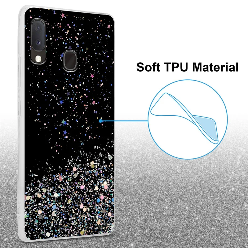Cadorabo Hülle kompatibel mit Samsung Galaxy A10e / A20e Schutzhülle aus flexiblem TPU Silikon mit funkelnden Glitter