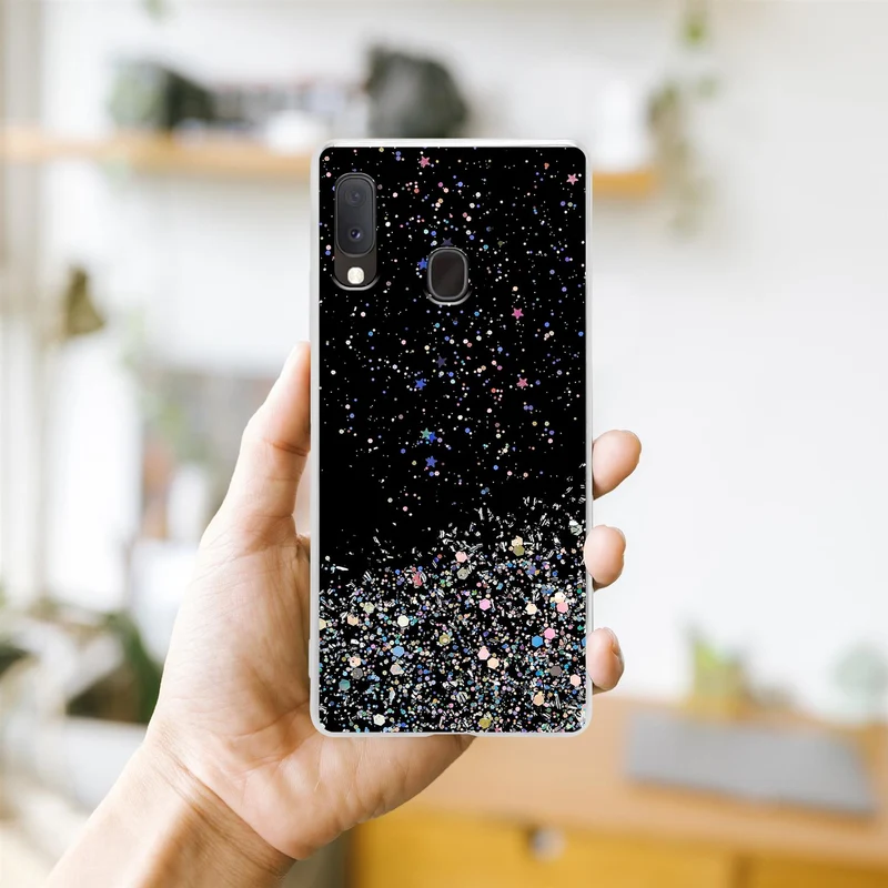 Cadorabo Hülle kompatibel mit Samsung Galaxy A10e / A20e Schutzhülle aus flexiblem TPU Silikon mit funkelnden Glitter
