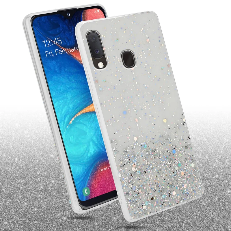 Cadorabo Hülle kompatibel mit Samsung Galaxy A10e / A20e Schutzhülle aus flexiblem TPU Silikon mit funkelnden Glitter