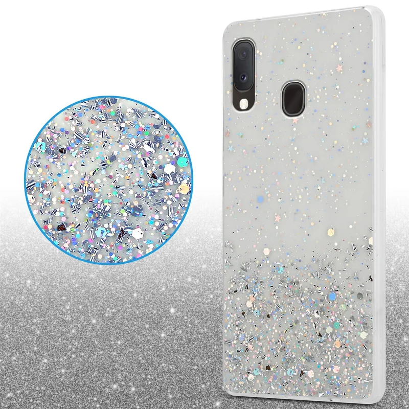 Cadorabo Hülle kompatibel mit Samsung Galaxy A10e / A20e Schutzhülle aus flexiblem TPU Silikon mit funkelnden Glitter