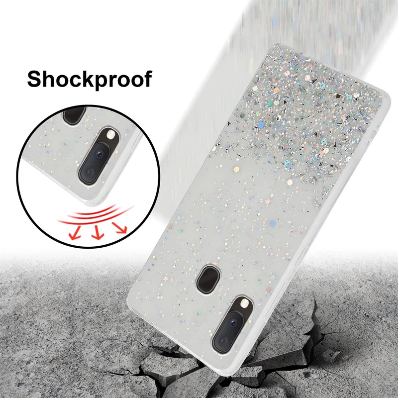 Cadorabo Hülle kompatibel mit Samsung Galaxy A10e / A20e Schutzhülle aus flexiblem TPU Silikon mit funkelnden Glitter
