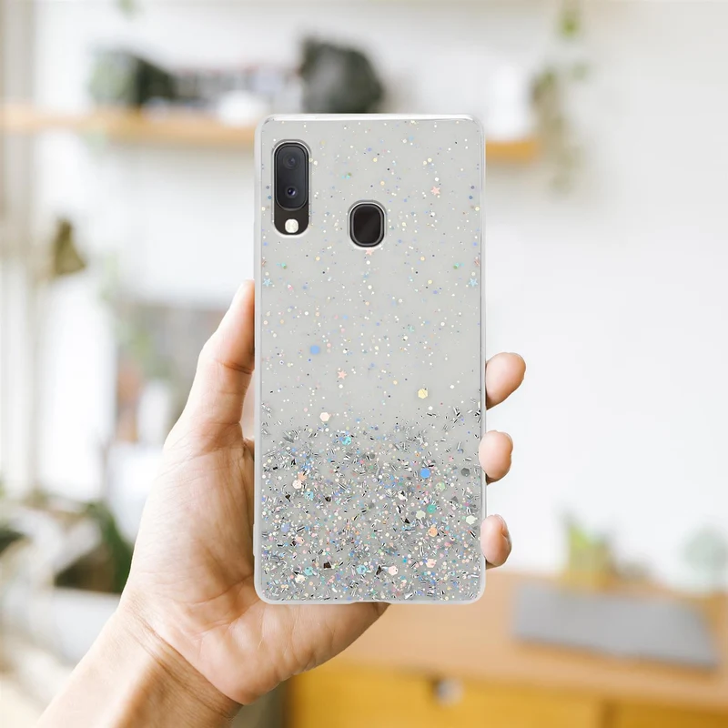 Cadorabo Hülle kompatibel mit Samsung Galaxy A10e / A20e Schutzhülle aus flexiblem TPU Silikon mit funkelnden Glitter