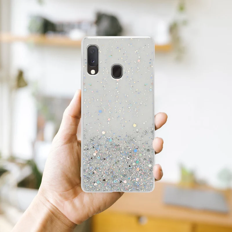 Cadorabo Hülle kompatibel mit Samsung Galaxy A10e / A20e Schutzhülle aus flexiblem TPU Silikon mit funkelnden Glitter