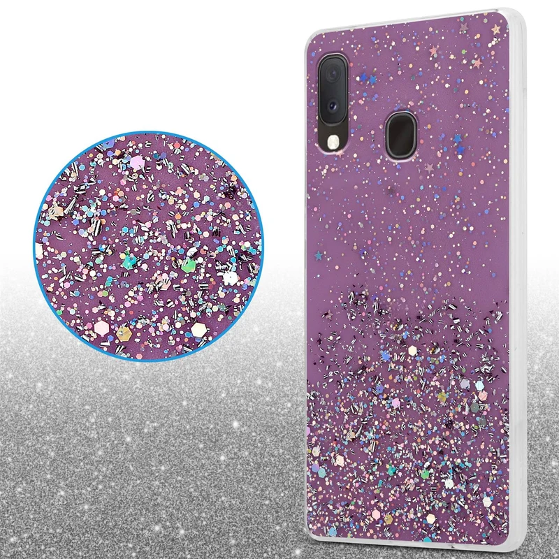 Cadorabo Hülle kompatibel mit Samsung Galaxy A10e / A20e Schutzhülle aus flexiblem TPU Silikon mit funkelnden Glitter