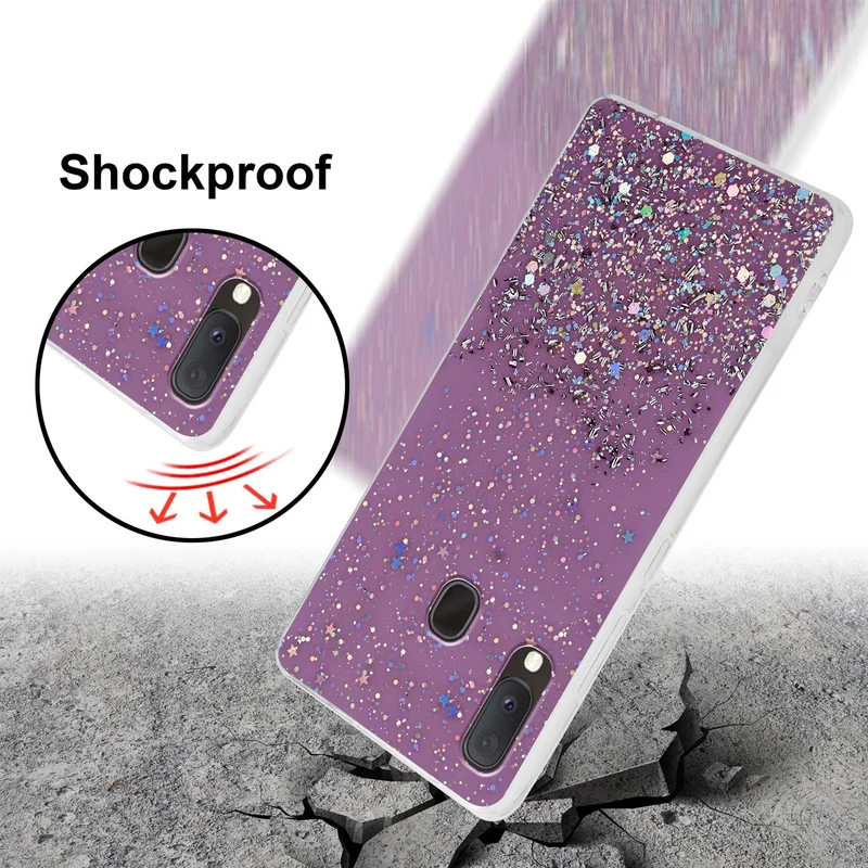 Cadorabo Hülle kompatibel mit Samsung Galaxy A10e / A20e Schutzhülle aus flexiblem TPU Silikon mit funkelnden Glitter