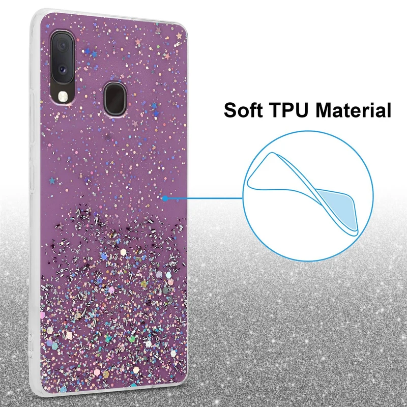 Cadorabo Hülle kompatibel mit Samsung Galaxy A10e / A20e Schutzhülle aus flexiblem TPU Silikon mit funkelnden Glitter