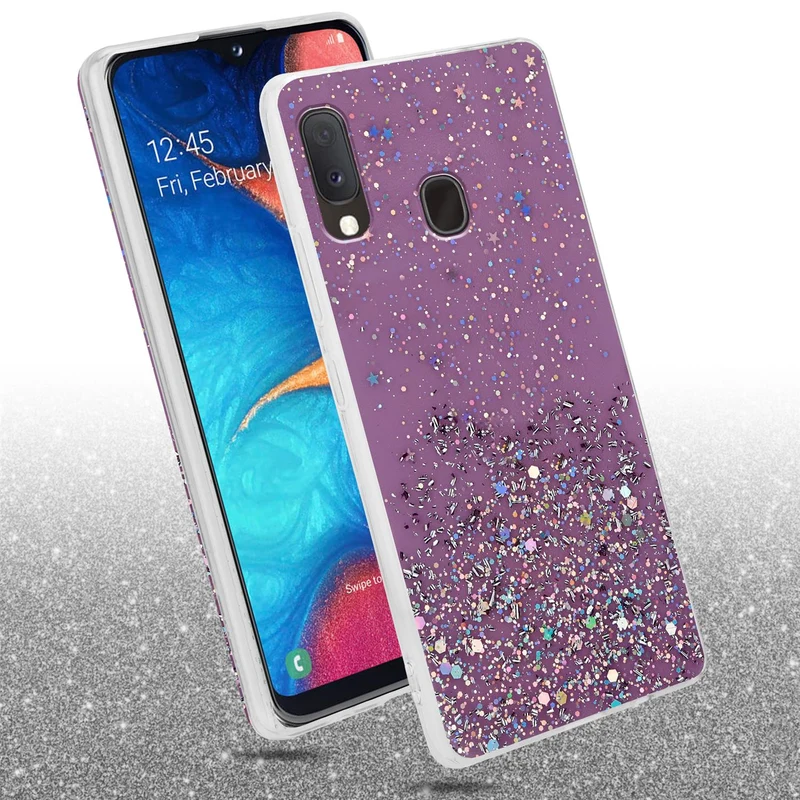 Cadorabo Hülle kompatibel mit Samsung Galaxy A10e / A20e Schutzhülle aus flexiblem TPU Silikon mit funkelnden Glitter