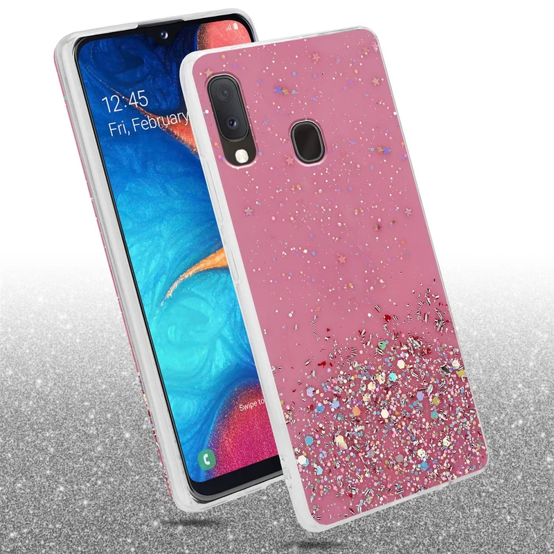 Cadorabo Hülle kompatibel mit Samsung Galaxy A10e / A20e Schutzhülle aus flexiblem TPU Silikon mit funkelnden Glitter