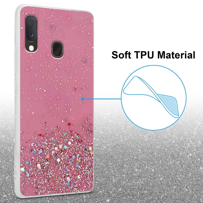 Cadorabo Hülle kompatibel mit Samsung Galaxy A10e / A20e Schutzhülle aus flexiblem TPU Silikon mit funkelnden Glitter