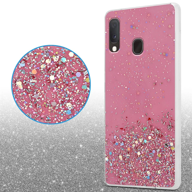 Cadorabo Hülle kompatibel mit Samsung Galaxy A10e / A20e Schutzhülle aus flexiblem TPU Silikon mit funkelnden Glitter