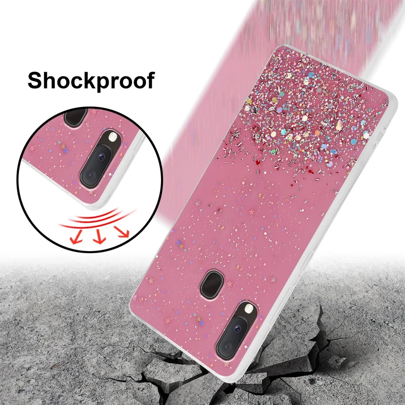 Cadorabo Hülle kompatibel mit Samsung Galaxy A10e / A20e Schutzhülle aus flexiblem TPU Silikon mit funkelnden Glitter