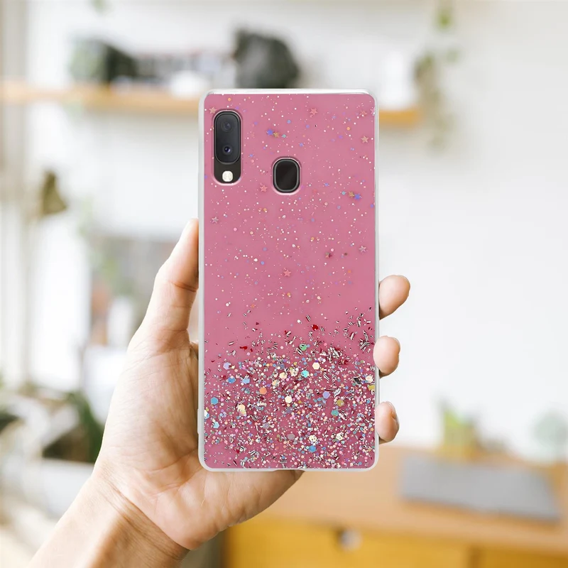 Cadorabo Hülle kompatibel mit Samsung Galaxy A10e / A20e Schutzhülle aus flexiblem TPU Silikon mit funkelnden Glitter