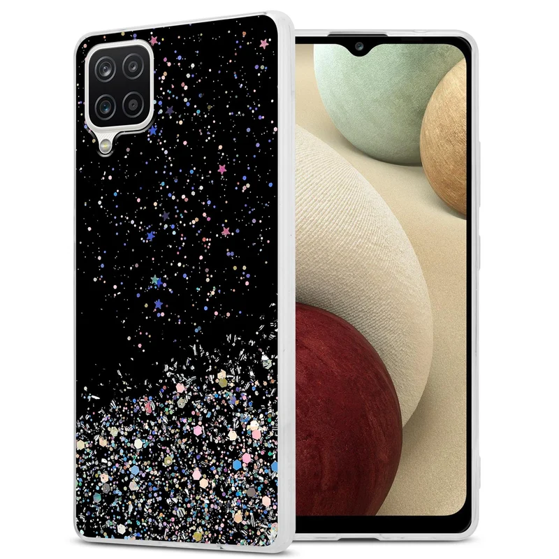 Cadorabo Hülle kompatibel mit Samsung Galaxy A12 / M12 Schutzhülle aus flexiblem TPU Silikon mit funkelnden Glitter