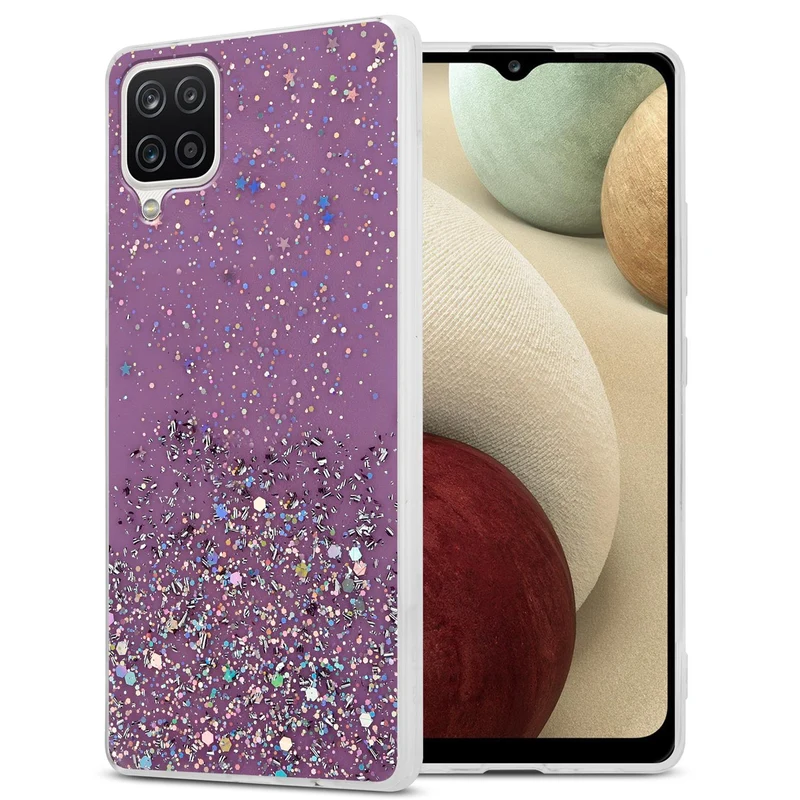 Cadorabo Hülle kompatibel mit Samsung Galaxy A12 / M12 Schutzhülle aus flexiblem TPU Silikon mit funkelnden Glitter