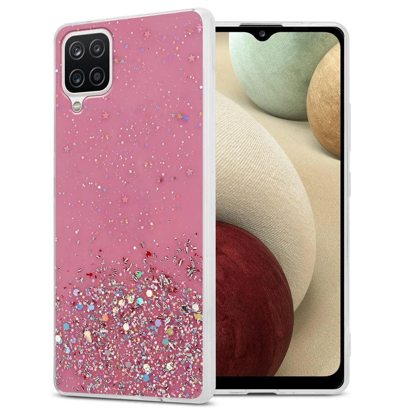 Cadorabo Hülle kompatibel mit Samsung Galaxy A12 / M12 Schutzhülle aus flexiblem TPU Silikon mit funkelnden Glitter