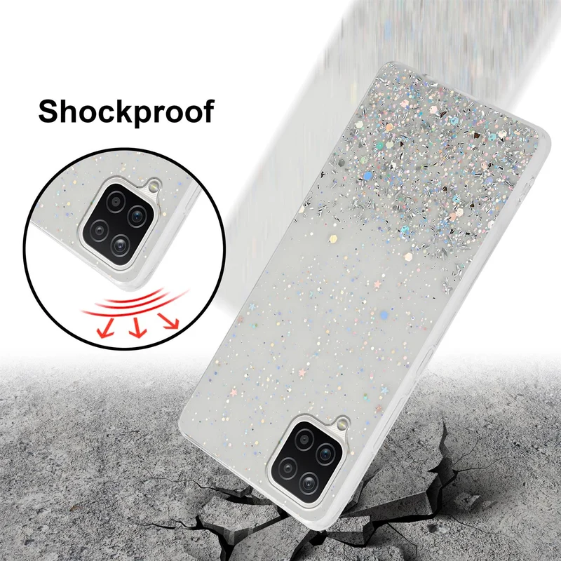 Cadorabo Hülle kompatibel mit Samsung Galaxy A12 / M12 Schutzhülle aus flexiblem TPU Silikon mit funkelnden Glitter