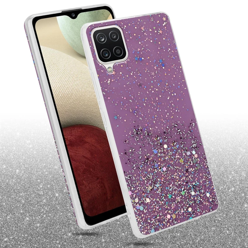 Cadorabo Hülle kompatibel mit Samsung Galaxy A12 / M12 Schutzhülle aus flexiblem TPU Silikon mit funkelnden Glitter
