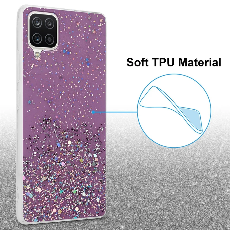 Cadorabo Hülle kompatibel mit Samsung Galaxy A12 / M12 Schutzhülle aus flexiblem TPU Silikon mit funkelnden Glitter