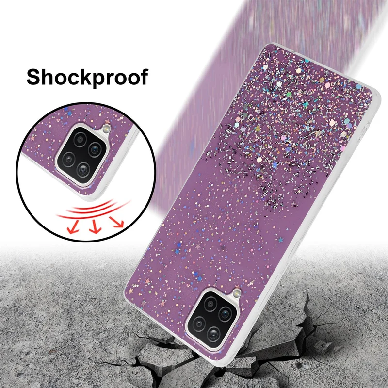 Cadorabo Hülle kompatibel mit Samsung Galaxy A12 / M12 Schutzhülle aus flexiblem TPU Silikon mit funkelnden Glitter