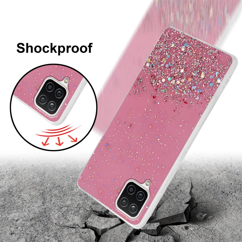 Cadorabo Hülle kompatibel mit Samsung Galaxy A12 / M12 Schutzhülle aus flexiblem TPU Silikon mit funkelnden Glitter