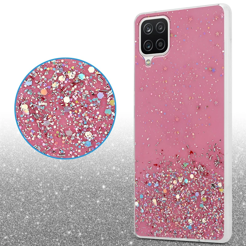 Cadorabo Hülle kompatibel mit Samsung Galaxy A12 / M12 Schutzhülle aus flexiblem TPU Silikon mit funkelnden Glitter