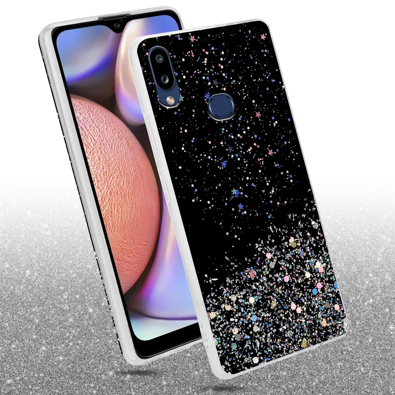 Cadorabo Hülle kompatibel mit Samsung Galaxy A10s / M01s Schutzhülle aus flexiblem TPU Silikon mit funkelnden Glitter