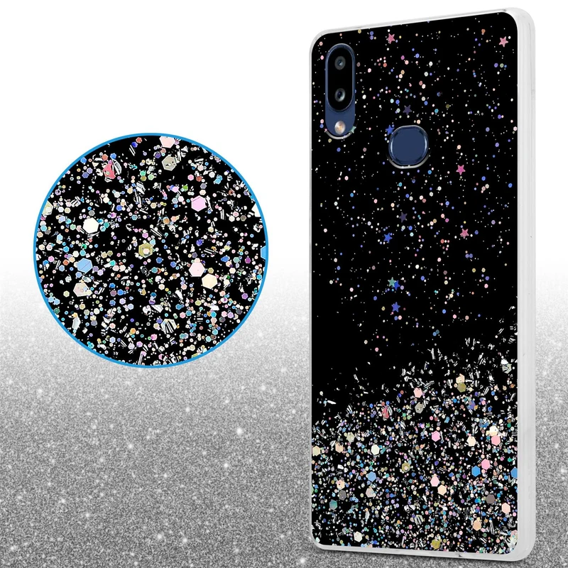 Cadorabo Hülle kompatibel mit Samsung Galaxy A10s / M01s Schutzhülle aus flexiblem TPU Silikon mit funkelnden Glitter