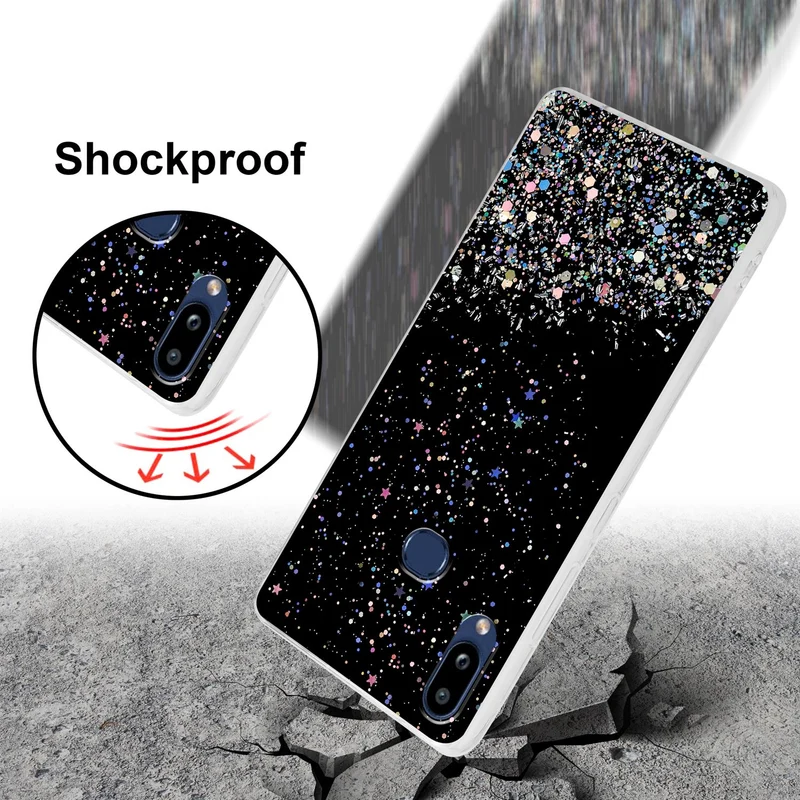 Cadorabo Hülle kompatibel mit Samsung Galaxy A10s / M01s Schutzhülle aus flexiblem TPU Silikon mit funkelnden Glitter