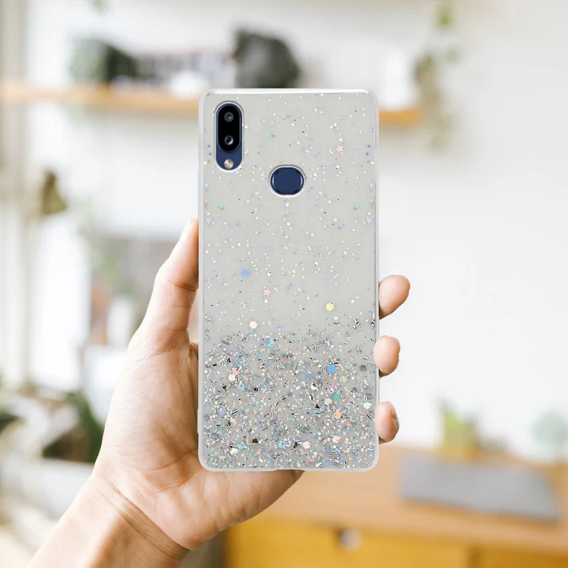 Cadorabo Hülle kompatibel mit Samsung Galaxy A10s / M01s Schutzhülle aus flexiblem TPU Silikon mit funkelnden Glitter