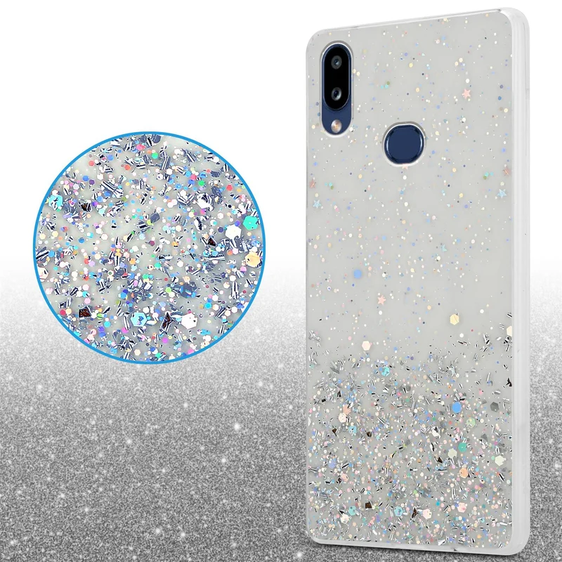 Cadorabo Hülle kompatibel mit Samsung Galaxy A10s / M01s Schutzhülle aus flexiblem TPU Silikon mit funkelnden Glitter