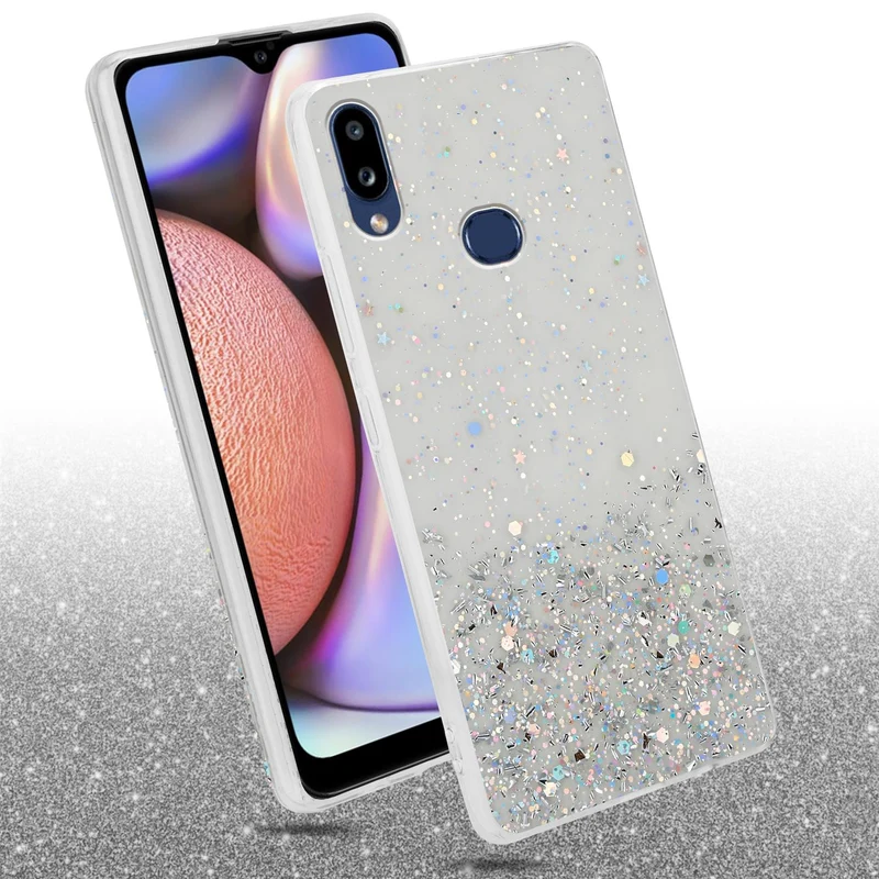 Cadorabo Hülle kompatibel mit Samsung Galaxy A10s / M01s Schutzhülle aus flexiblem TPU Silikon mit funkelnden Glitter