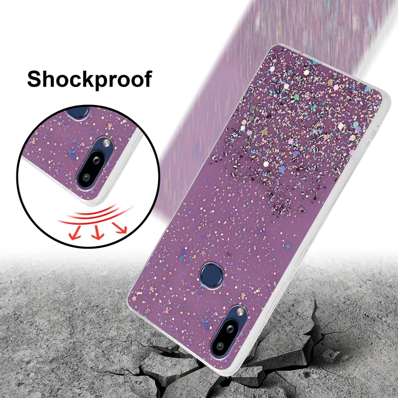 Cadorabo Hülle kompatibel mit Samsung Galaxy A10s / M01s Schutzhülle aus flexiblem TPU Silikon mit funkelnden Glitter